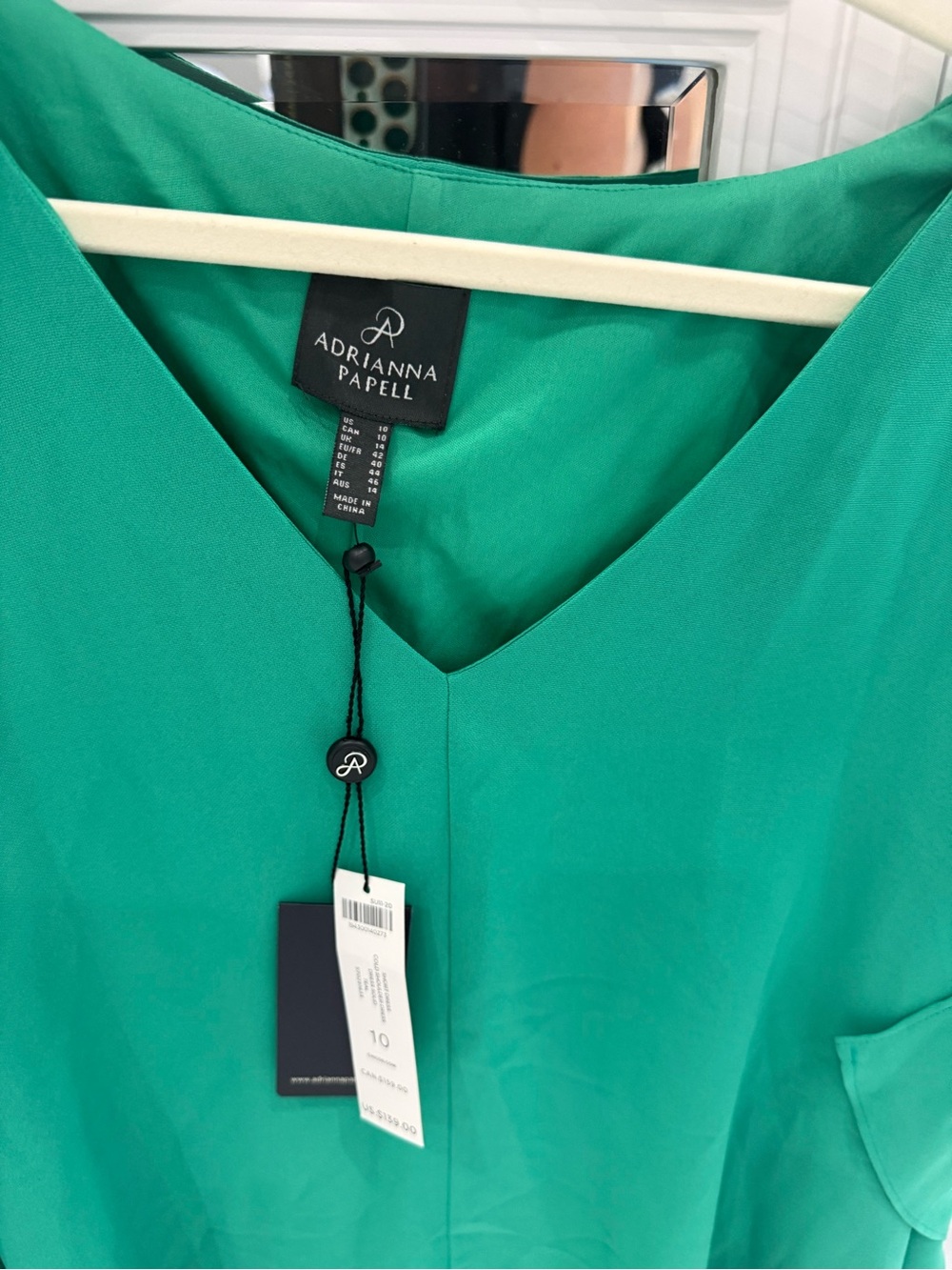 Adrianna Papell Emerald Green V-Neck Swim Cover-Up Tunic - Picture 7 of 8